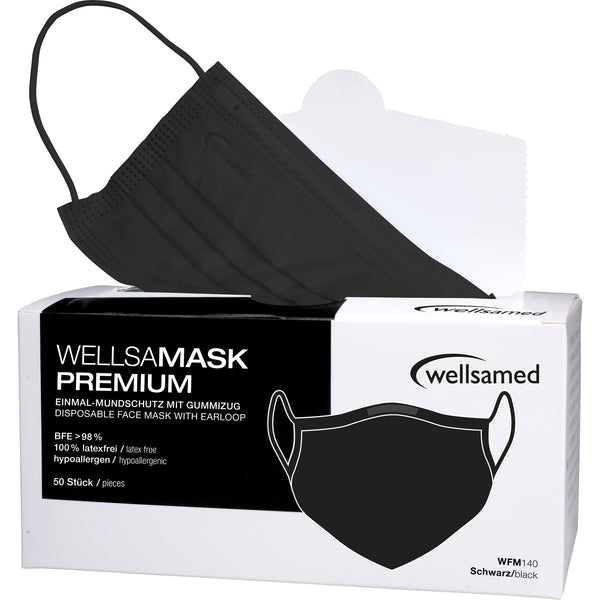 Wellsamed protective mask with filter and elastic band; 50 pcs. box - black