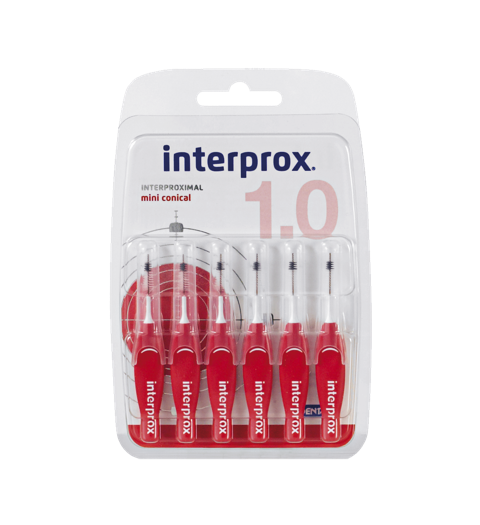 DENTAID интердентални четки за зъби INTERPROX 4G mini conical 1.0mm,  6 бр. блистер