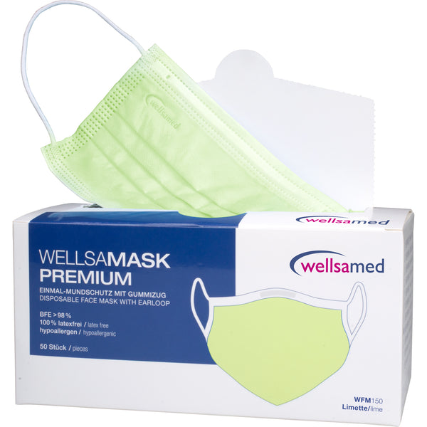 Wellsamed protective mask with filter and elastic band; 50 pcs. box - lime