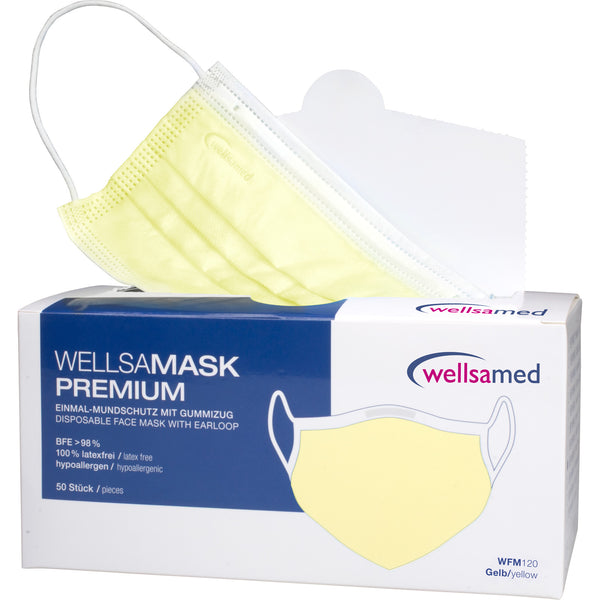 Wellsamed protective mask with filter and elastic band; 50 pcs. box - yellow