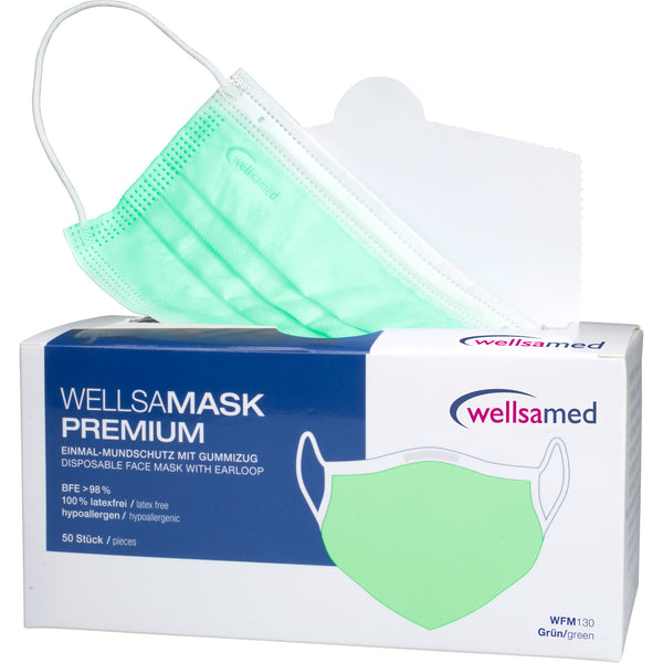 Wellsamed protective mask with filter and elastic band; 50 pcs. box - green