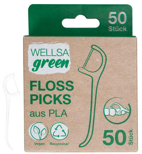 Wellsamed dental floss with a stick vegan from PLA Wellsagreen 50 pcs.