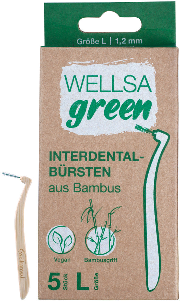 Wellsamed bamboo interdental toothbrushes L 1.2 mm Wellsagreen 5 pcs. blister