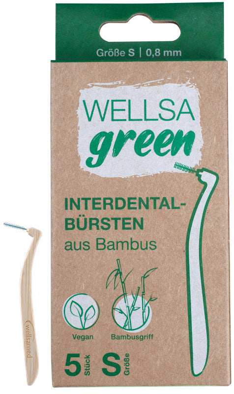 Wellsamed bamboo interdental toothbrushes S 0.8 mm Wellsagreen 5 pcs. blister