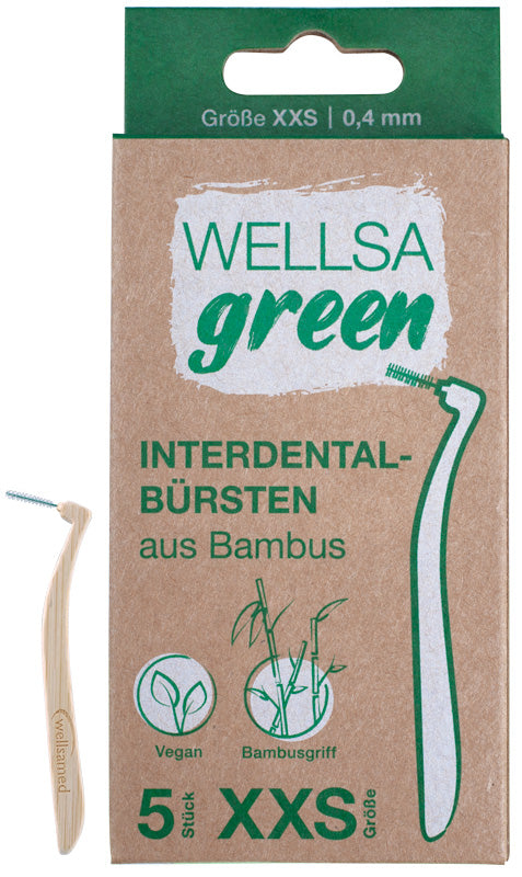 Wellsamed bamboo interdental toothbrushes XXS 0.4 mm Wellsagreen 5 pcs. blister