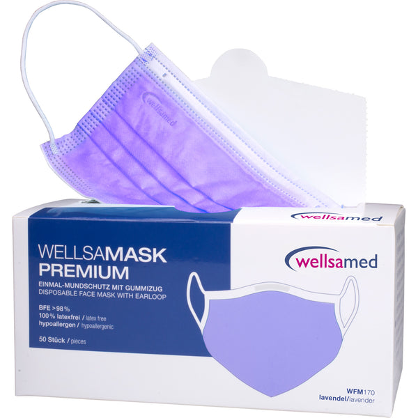 Wellsamed protective mask with filter and elastic band; 50 pcs. box - purple