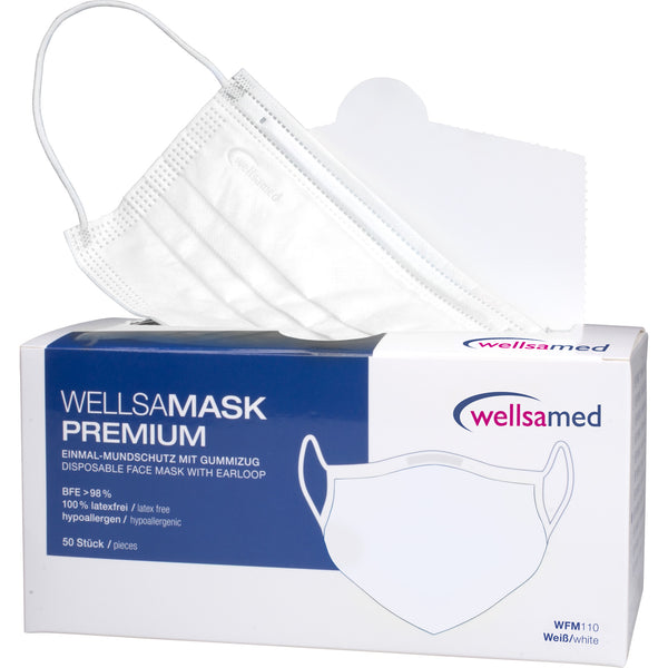 Wellsamed protective mask with filter and elastic band; 50 pcs. box - white