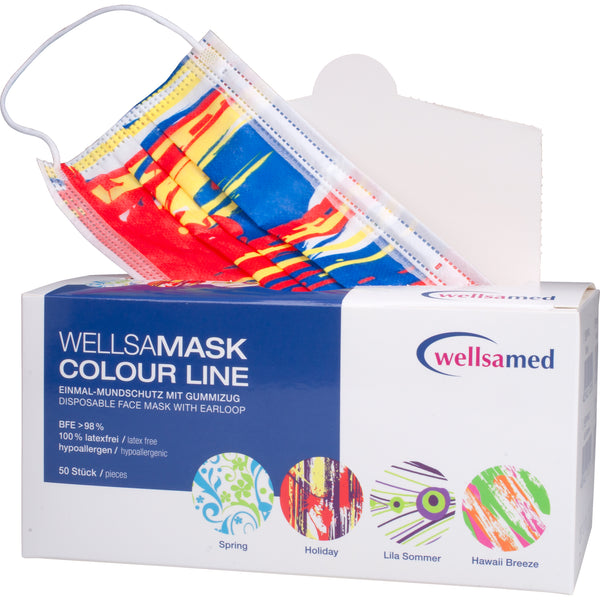 Wellsamed protective mask with colorful motifs with filter and elastic band; 50 pcs. box - holiday / Holiday