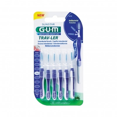 Gum интердентални четки за зъби прави; лилави 1.2 mm 6 бр. блистер