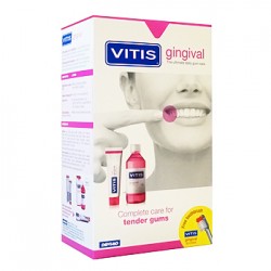 DENTAID комплект VITIS Gingival - вода за уста 500ml + паста за зъби 100ml + четка за зъби подарък