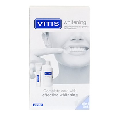 DENTAID комплект VITIS Whitening - вода за уста  500ml + паста за зъби 100 ml