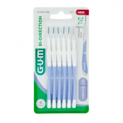 Gum интердентални четки за зъби прави; светло лилави 0.6 mm 6 бр. блистер