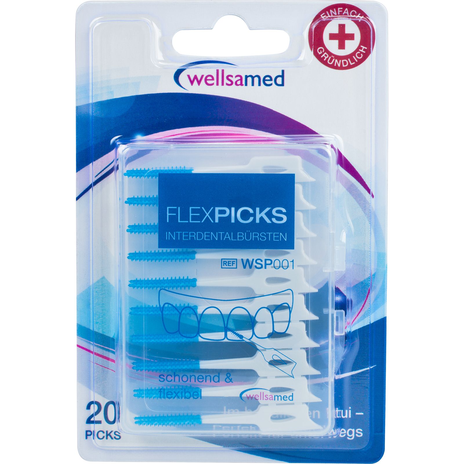 Wellsamed клечки за зъби FlexPicks  интердентални 20 бр. блистер