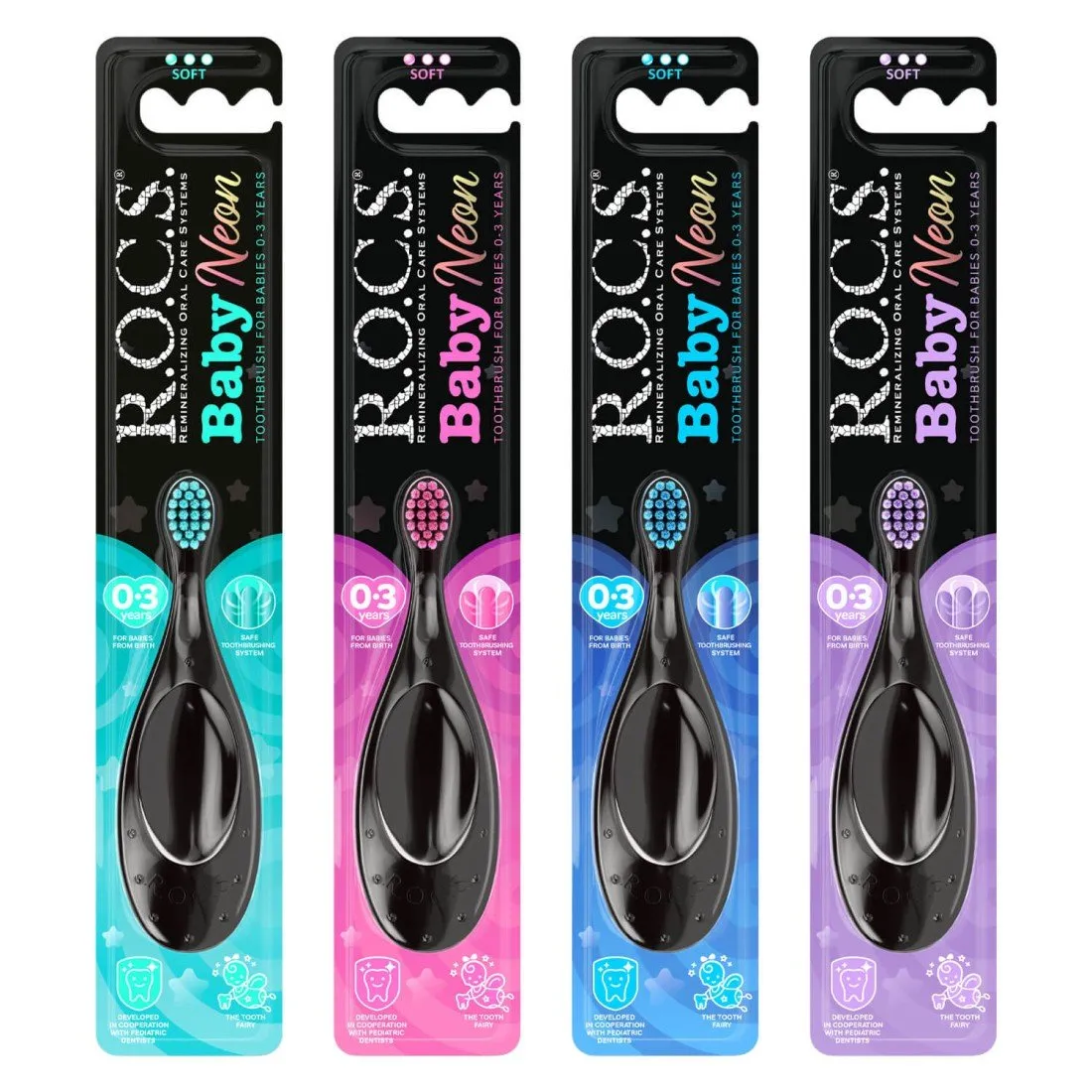R.O.C.S.четка за зъби PRO Baby NEON (0-3 г.)