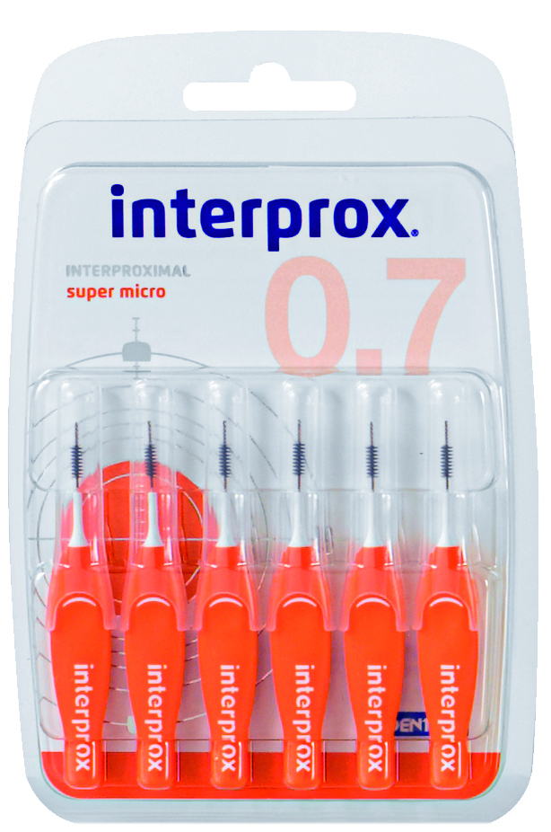 DENTAID интердентални четки за зъби INTERPROX 4G supermicro NEW 0.9 mm, 6 бр. блистер
