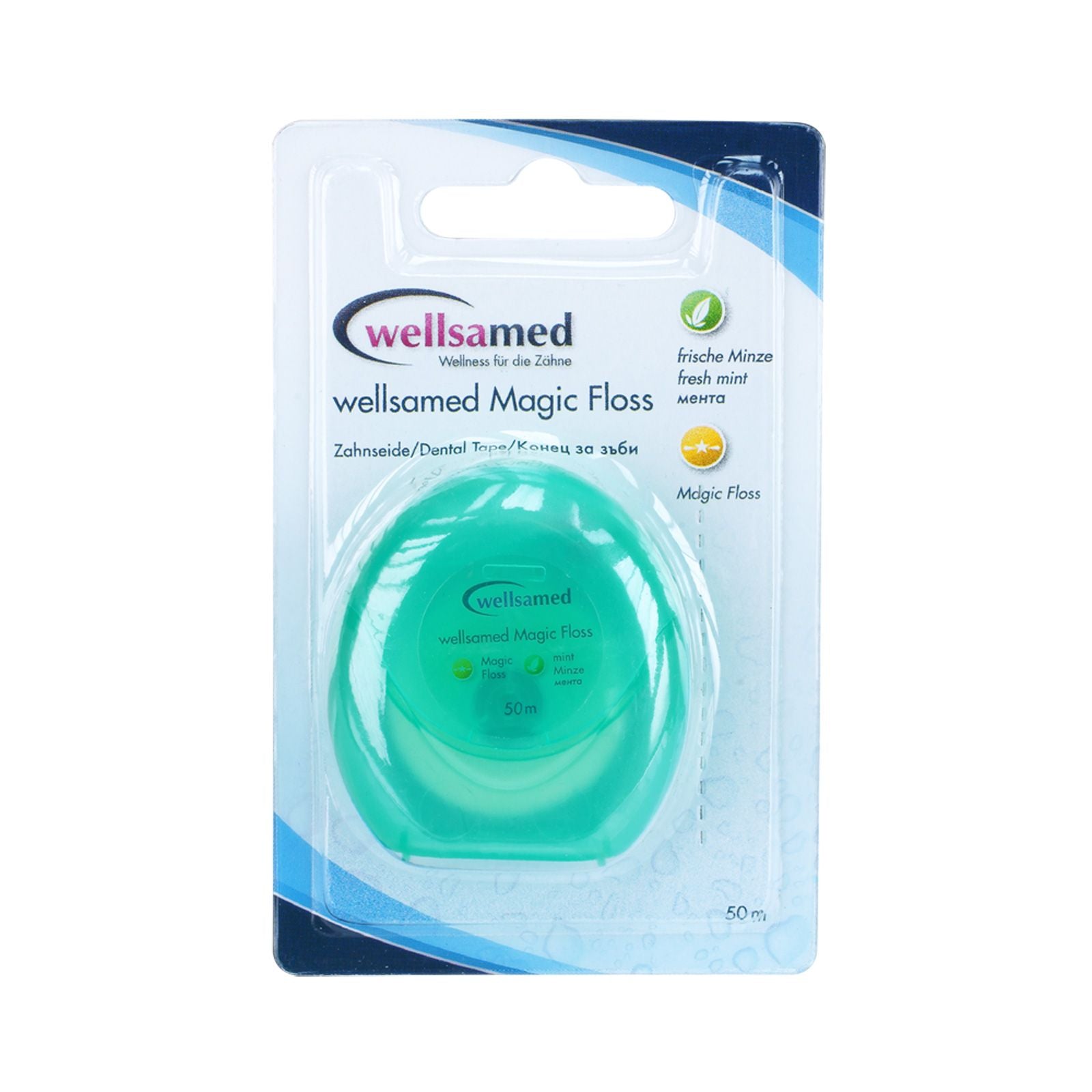 Wellsamed конец за зъби Magic Floss, Mentol с вакса;  50 m