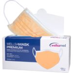 Wellsamed маска предпазна с филтър и ластик; 50 бр. кутия - оранжеви