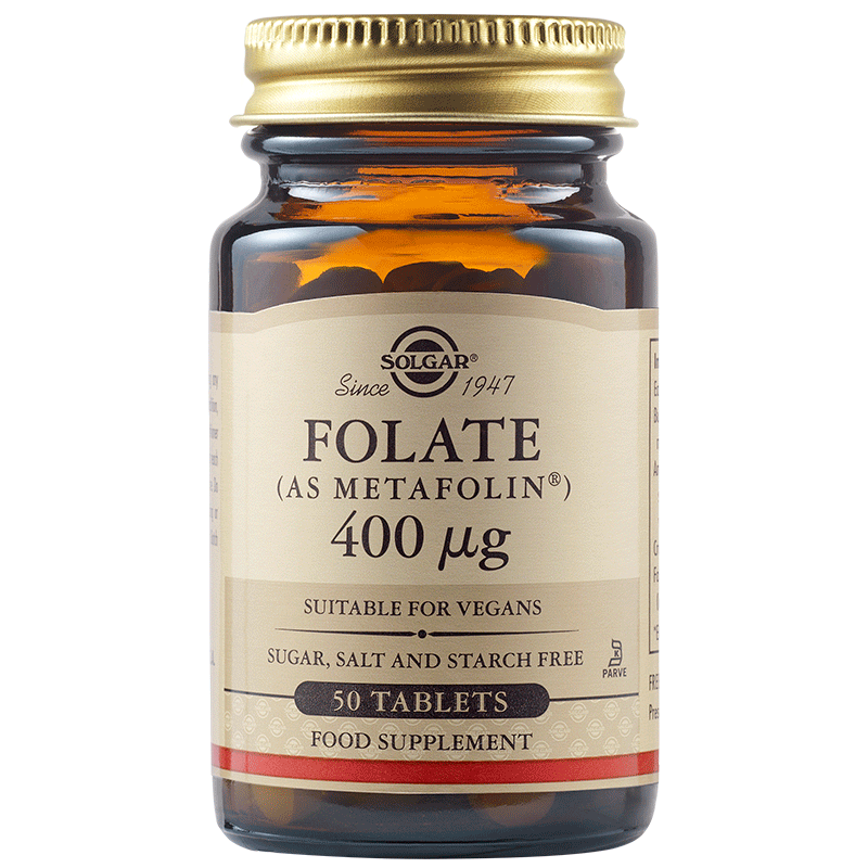 SOLGAR  фолат, 400 mcg  метафолин, табл x 50 броя