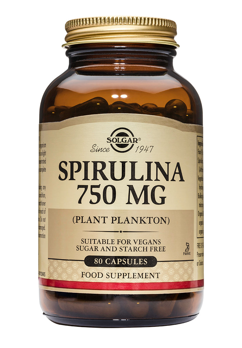 SOLGAR  спирулина, 750 mg, капсули x 80 броя