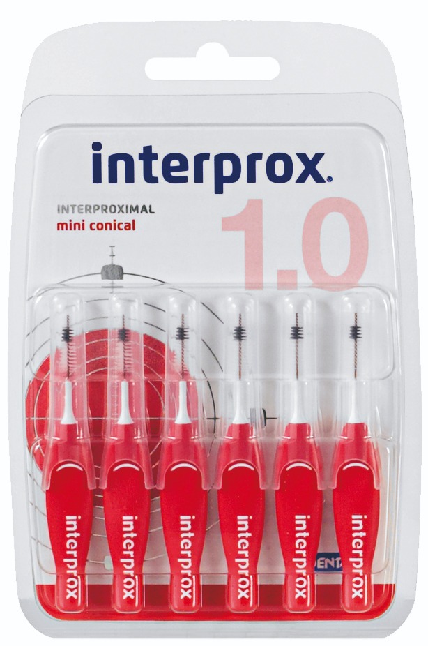 DENTAID интердентални четки за зъби INTERPROX 4G mini conical, 1.0 mm, 6 бр. блистер