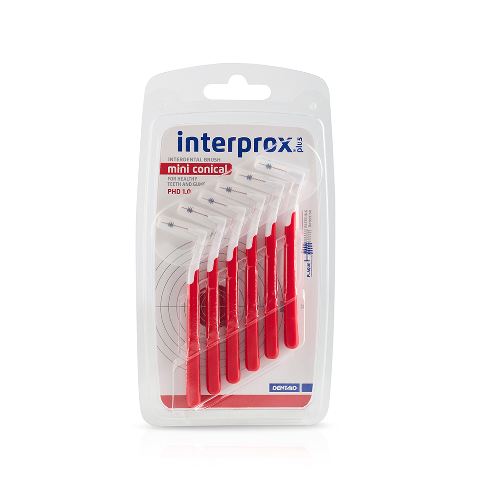 DENTAID интердентални четки за зъби INTERPROX PLUS 2G mini conical, 1.0 mm, 6 бр. блистер